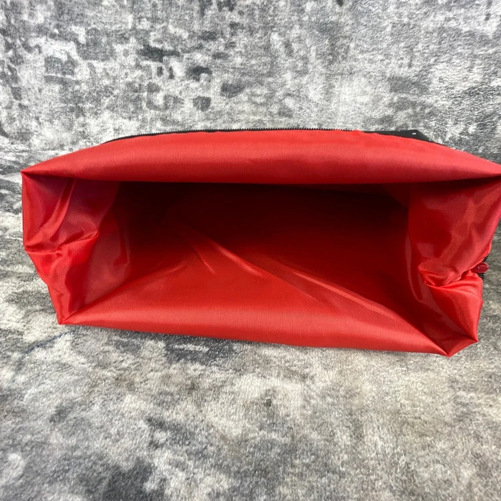 Lululemon Self Care Pouch Black Nylon Red Interior Travel Organizer Pouch NWOT